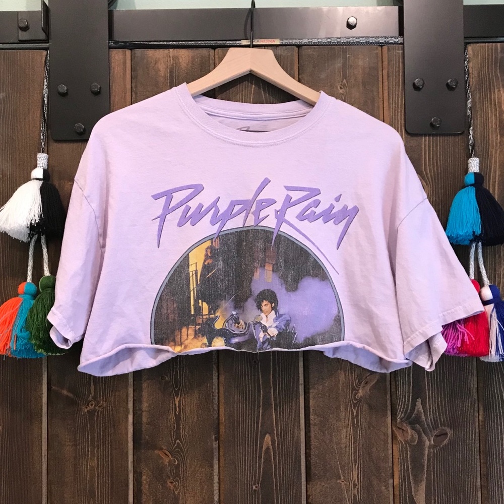 Prince Purple Rain Crop Top Graphic Tee Lavender💜